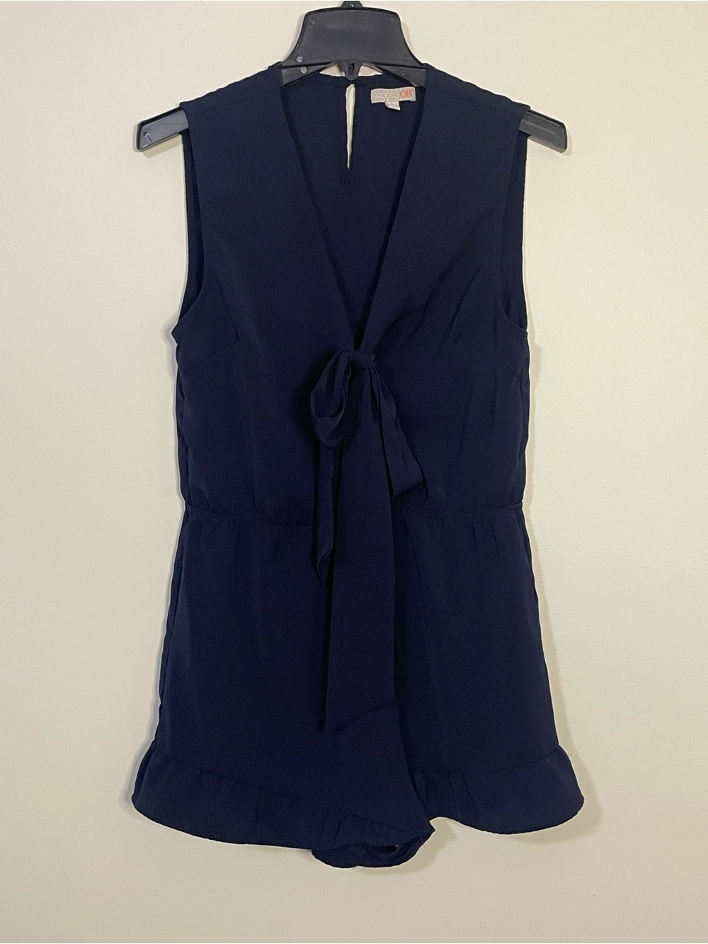 Gianni Bini Navy Sleeveless Tie-Front Romper Top size L